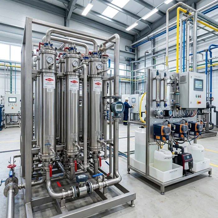 Stainless steel ultrafiltration and RO skid of the kind used to recycle paint-shop and rinse water
